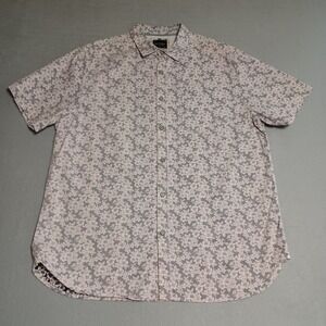 Cactus Man Ricky Singh Mens XL Slim Fit Floral Button Down Shirt Grey White SS